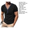 Men Summer T-shirt Short Sleeves Buttoned V Neck Contrasting Color Slim Fit Casual Pullover Mid Length Top for Outdoor Sport
