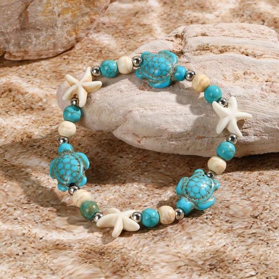 Women Shell Bracelet Starfish Pendant Braided Adjustable Tassel Beads Bohemian Style Vacation Beach Bracelet Lady Jewelry