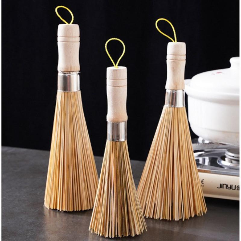 Old-fashioned Bamboo Pot Brush Kitchen Special Brush Pot Scrubber Magic Pot Washing Bamboo Brush Broom Loofah Flesh Commercial Natural Brush
