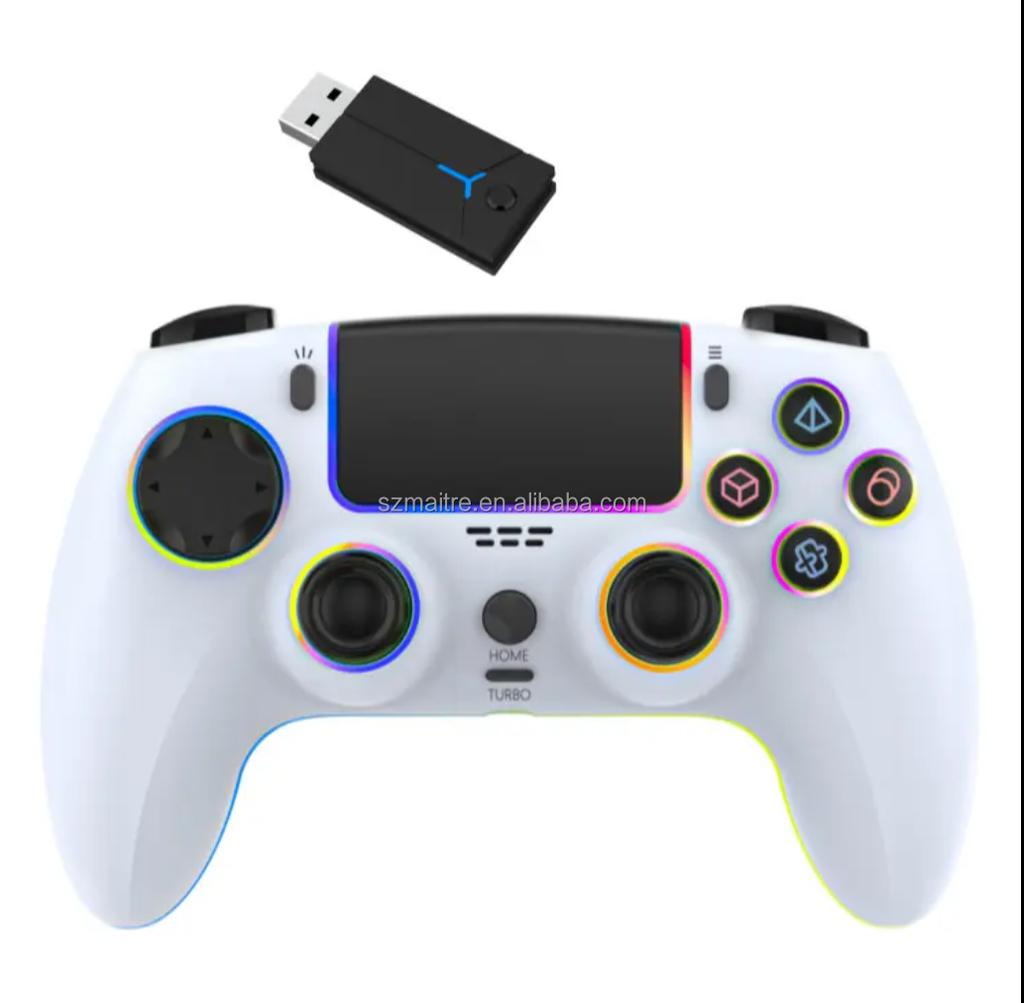 Wireless Game Controller Dynamic RGB Lighting Wireless 2.4GHz Six-Anis Gyro Touch Buttons for PS5/PS4/PS3/Switch Game Player