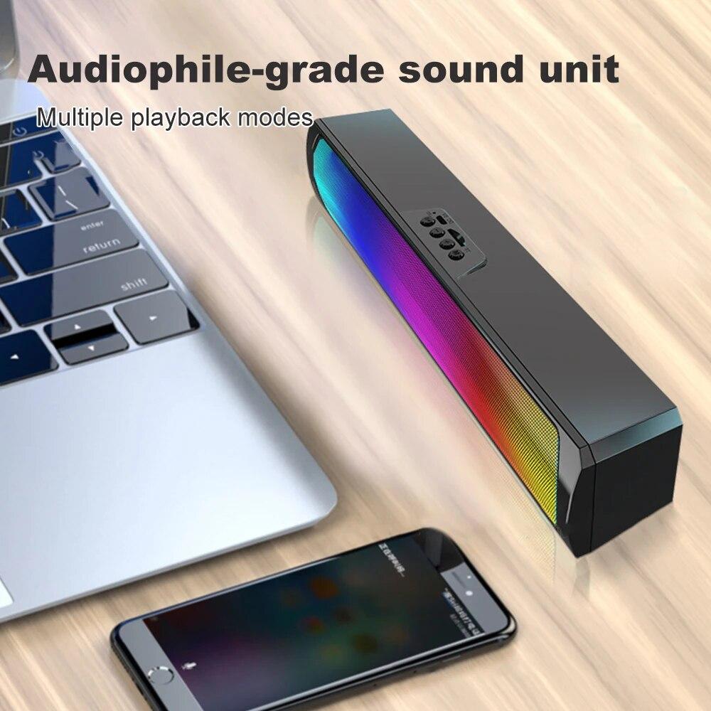 Портативный беспроводной сабвуфер с цветной подсветкой RGB, Bluetooth-совместимый динамик для домашнего настольного ноутбука, поддержка TF-карты USB