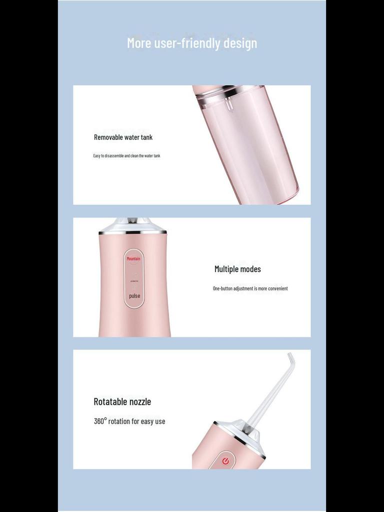 Умный электрический ирригатор: Портативный очиститель зубов с фиолетовой подсветкой, водонепроницаемый, для устранения неприятного запаха изо рта и отбеливания