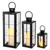 Set of 3 Square Candle Lanern Perfect Size Home Decoration Outdoor Wedding Lanterns With Tempered Glass