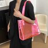 Square Transparent Handbag Candy Color PVC Tote Bag Casual Waterproof Shoulder Bag  Female