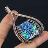 Abalone Shell Gemstone Pure Copper Wire Wrapped Designer Handmade Pendant Jewelry Gift For Her