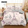 Eiffel Tower Duvet Cover Set King Paris Eiffel Tower Themed Bedding Set Polyester Cityscape Romantic Pink Love Heart Quilt Cover