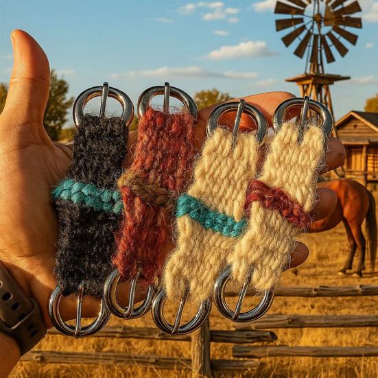 Yousheng 1/4Pcs Mini Girth Keychain Pendant Lightweight Crochet Knitting Saddle Key Chain Handmade Western Cowboy Keyring Accessory