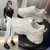 Xiaoxiangfeng dad shoes женская весна 2025 новые универсальные туфли в гонконгском стиле с круглым носком на платформе белые спортивные туфли