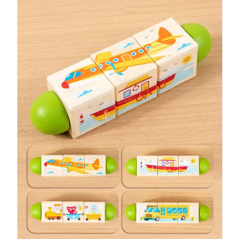 Детская деревянная игрушка-головоломка с вращающимися животными, головоломка с сопоставлением форм животных, игрушка-погремушка для хватания и грызения для малышей, креативное вращение для веселья