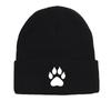 White Cat Paw Print Print Knitted Cap Beanie, Man Cap Stretchy Winter Simple Bobble Hat Knit Hat Beanie