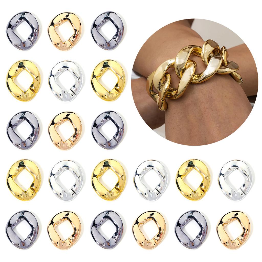 10pcs/lot 48X40mm Plated Acrylic Chain Buckle For Jewelry Making Connectors DIY Necklace Bracelet Purse Chain Accessory