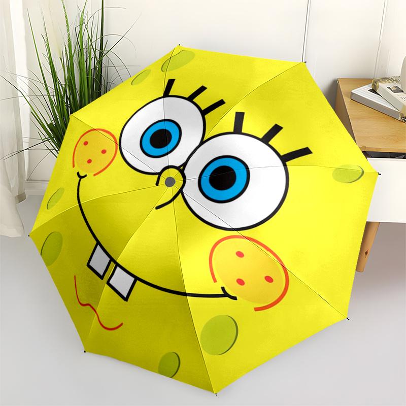 1pc Happy SpongeBob SquarePants Design Durable Cartoon Folding Umbrella, Portable Compact Umbrella for Men and Women P058