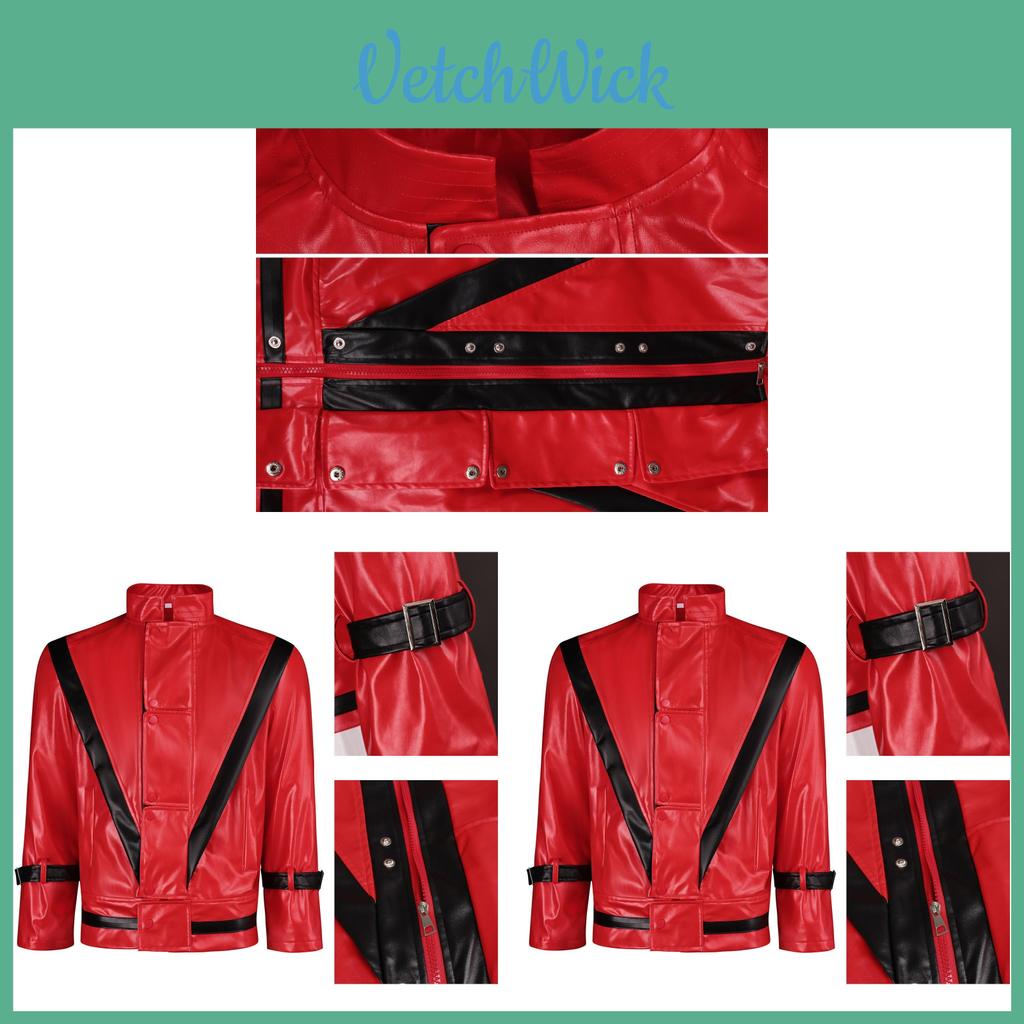 Michael Jackson Iconic Red Leather Cosplay Costume For Stage Shows And Cosplay Events