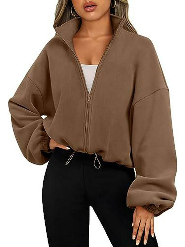 2025 Европейская и американская женская спортивная куртка на флисовой подкладке со стойкой