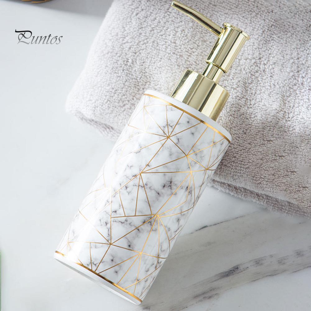 Puntos 300ml Stylish Marble Ceramic Lotion Shampoo Liquid Soap Dispenser Pump Bottle
