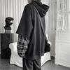 Vintage Hoodie Women Streetwear Oversized Sweatshirt Punk Long Sleeve Pullovers Korean Grunge Plaid Splice Hoody