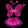 4Pcs  Fairy Princess Costume Sets Kids Girls Colorful Stage Wear Butterfly Wings Wand Headband Tutu Skirt