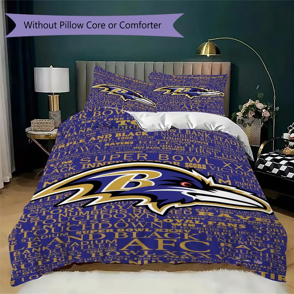 Baltimore Ravens Pattern Bedding uilt Set uilt Cover Pillowcase Home Decoration Birthday Gift (1*duvet cover + 2*pillowcase without core)