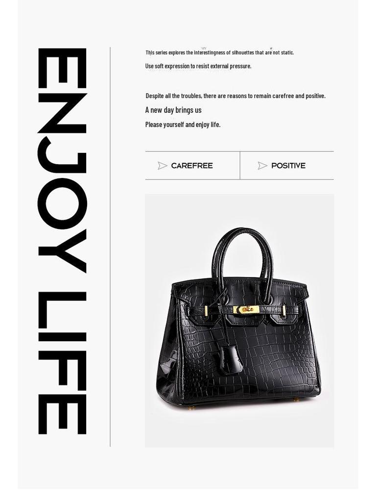 2024 Новая сумка через плечо с крокодиловым узором из платины - европейский и американский стиль высокого класса, большая вместимость для женщин