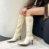 New Style Stiletto Boots for Women 2024 Hot Selling Pointed Toe Women's Tall Slimming High Heel Boots for Women with Zippers