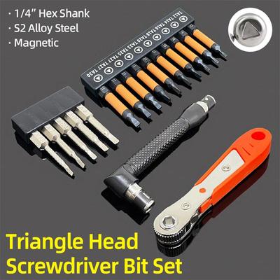 Набор бит для треугольной отвертки Магнитный Шестигранник 1/4" S2 Сталь Защитные Треугольные Биты для Отвертки Трещотка Ручные Инструменты