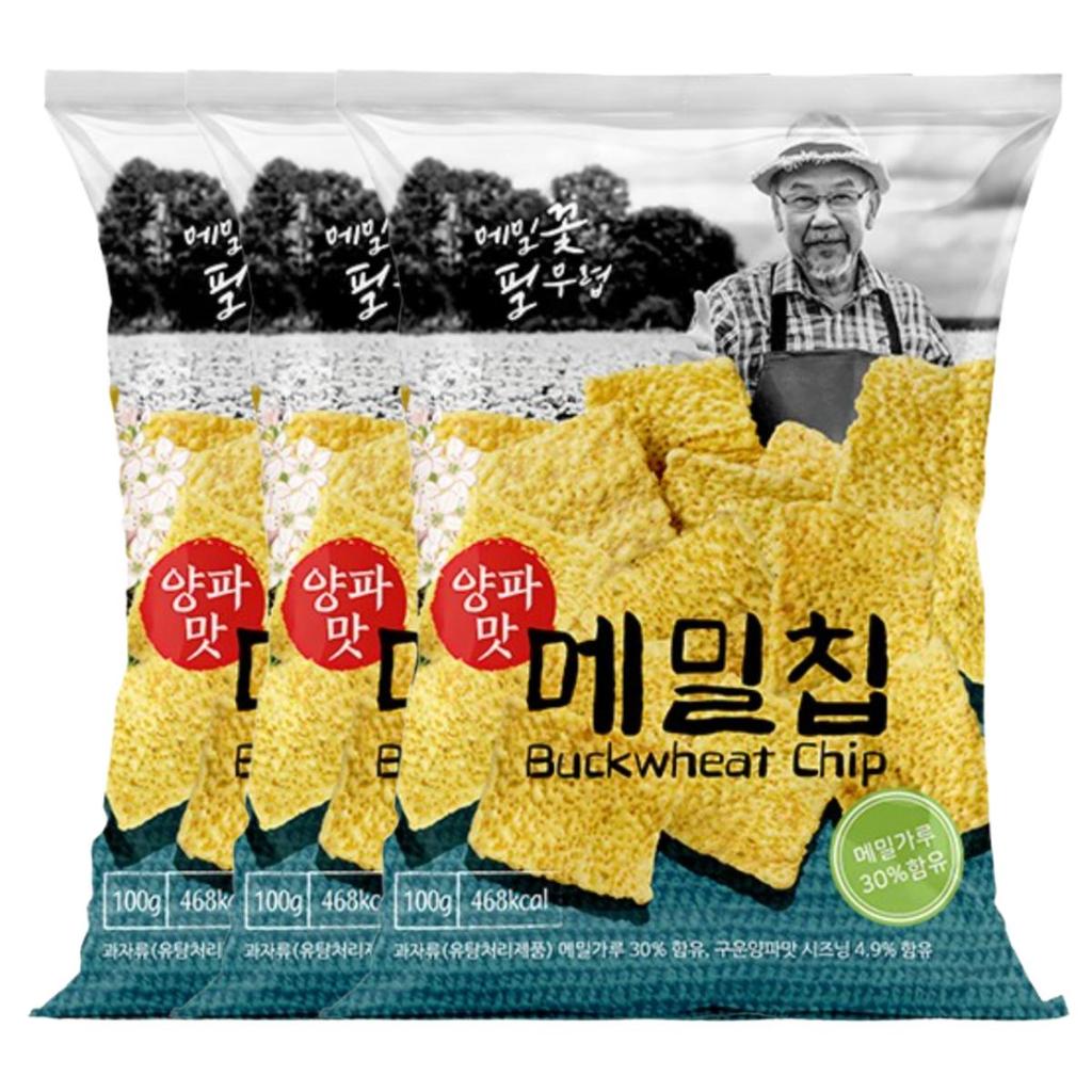 Buckwheat Chips Onion Flavor Crunchy Grain Snack 100g x 3 Packs Savory Crispy Chips
