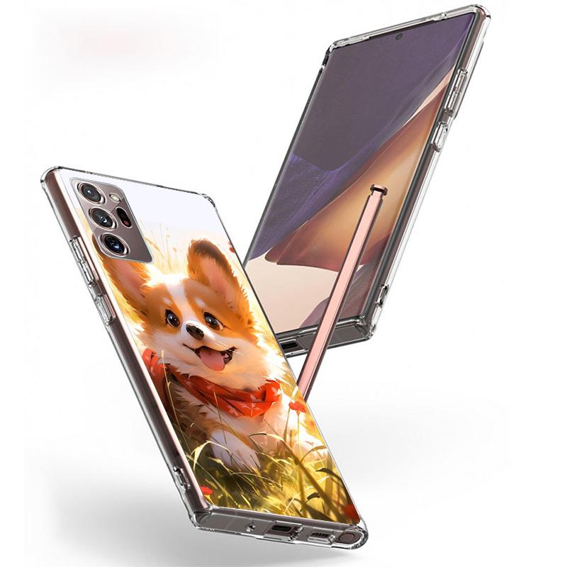 Cartoon Corgi Cute Dog Phone Case For Samsung Galaxy S24 S25 Edge S26 Ultra S23 S22 S21 Plus S20 FE + Personalized Print Cover G