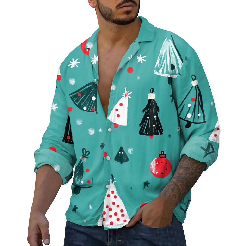 Мужская повседневная свободная рубашка с длинными рукавами, модная рубашка с лацканами, топ