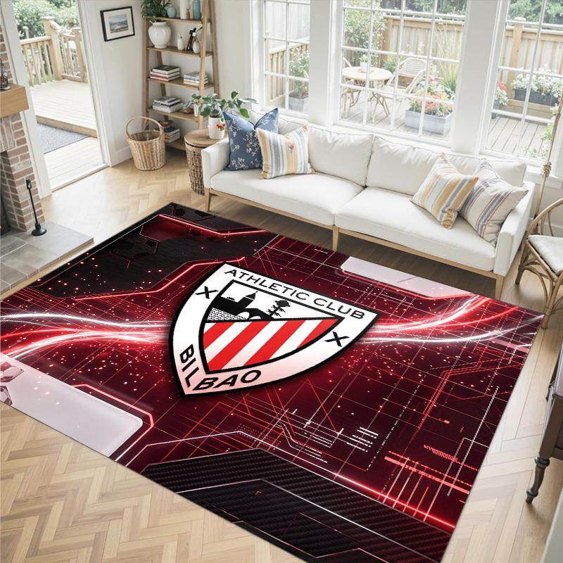Athletic Bilbao Football Design Crystal Velvet Carpet Cozy Non?Slip Printed Rug For Bedroom Living Room Entrance