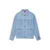 Li Ning SS22 Cherry Blossom Series Solid Color Multi-Pocket Turn-Down Collar Washed Denim Jacket Unisex Jacket Light-Blue AJDS841-2