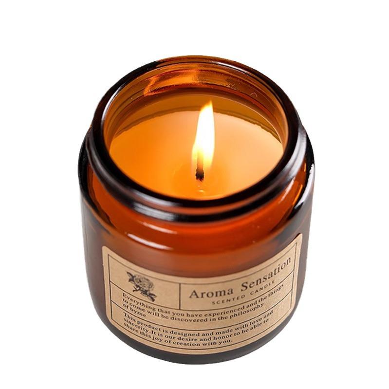 Янтарная стеклянная банка ароматическая свеча: Бездымный Аромат Эфирных Масел и Благовония с Подарком Роза