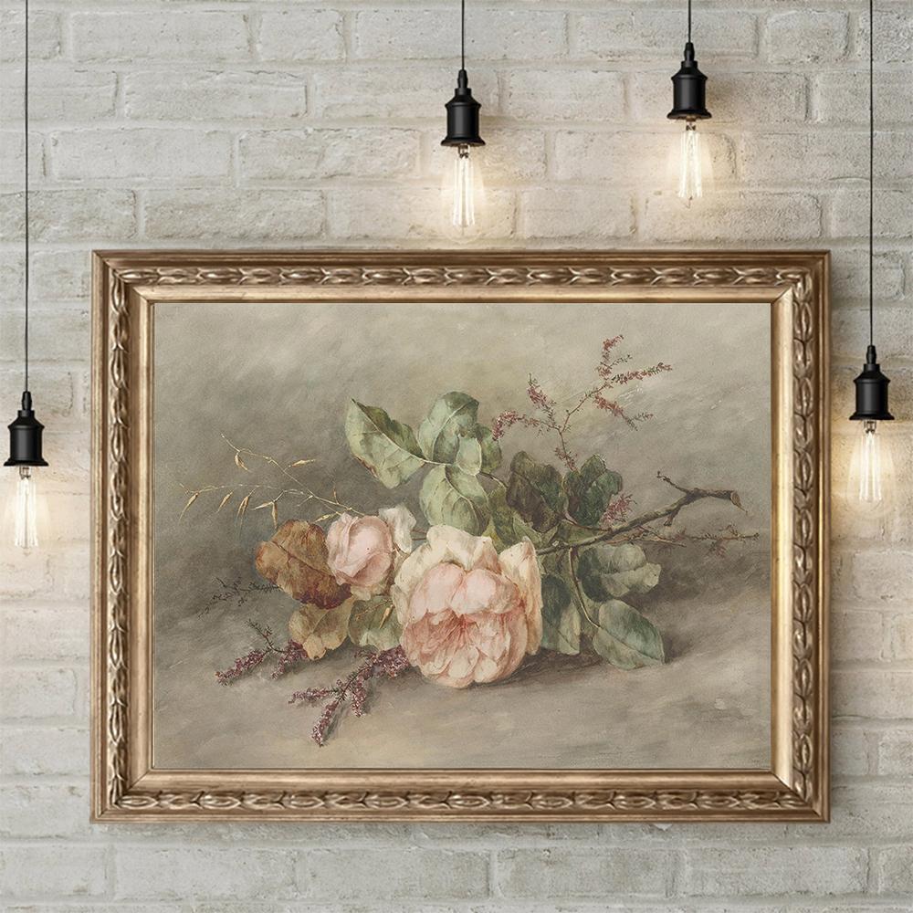 Moody Flower Canvas Painting Vintage Botanical Poster And Print Still Life Dark Flower Wall Art Picture Decoration Room Home Art