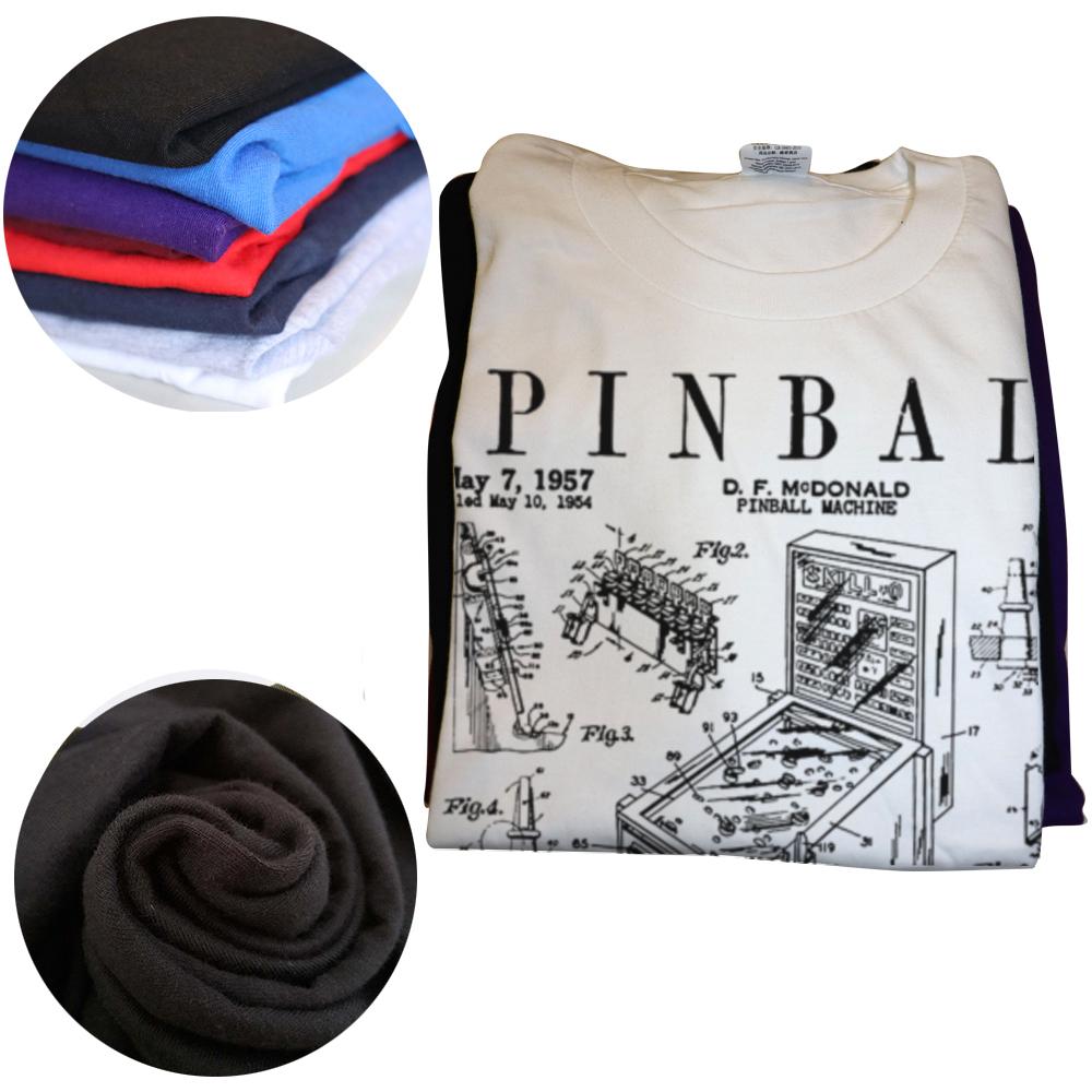 Funny Pinball Gaming Machine Vintage Gamer Patent Graphic T-shirts Men Fashion Casual Tshirt 100% Cotton Loose Oversized T Shirt