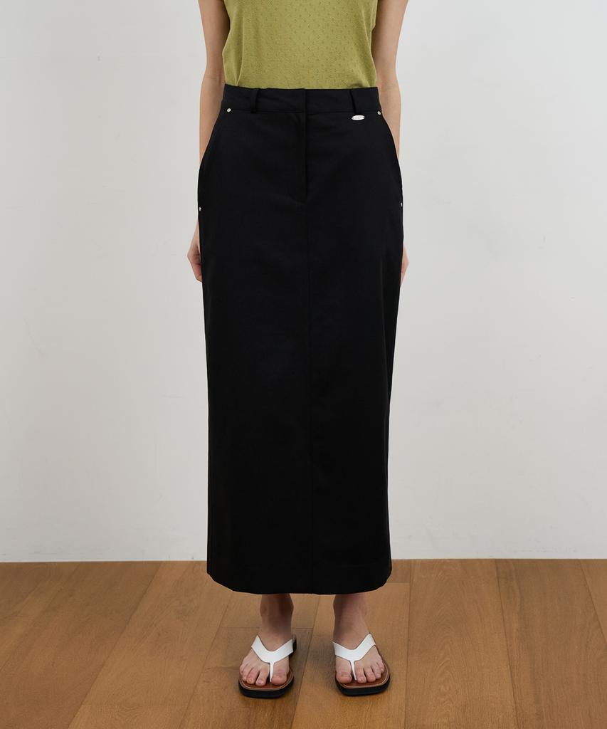 Dehebe Minimal Cotton Long Skirt [Black]