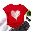 Модная хлопковая футболка с сердцем, с коротким рукавом, с круглым вырезом, женская, с 2D-принтом, топы