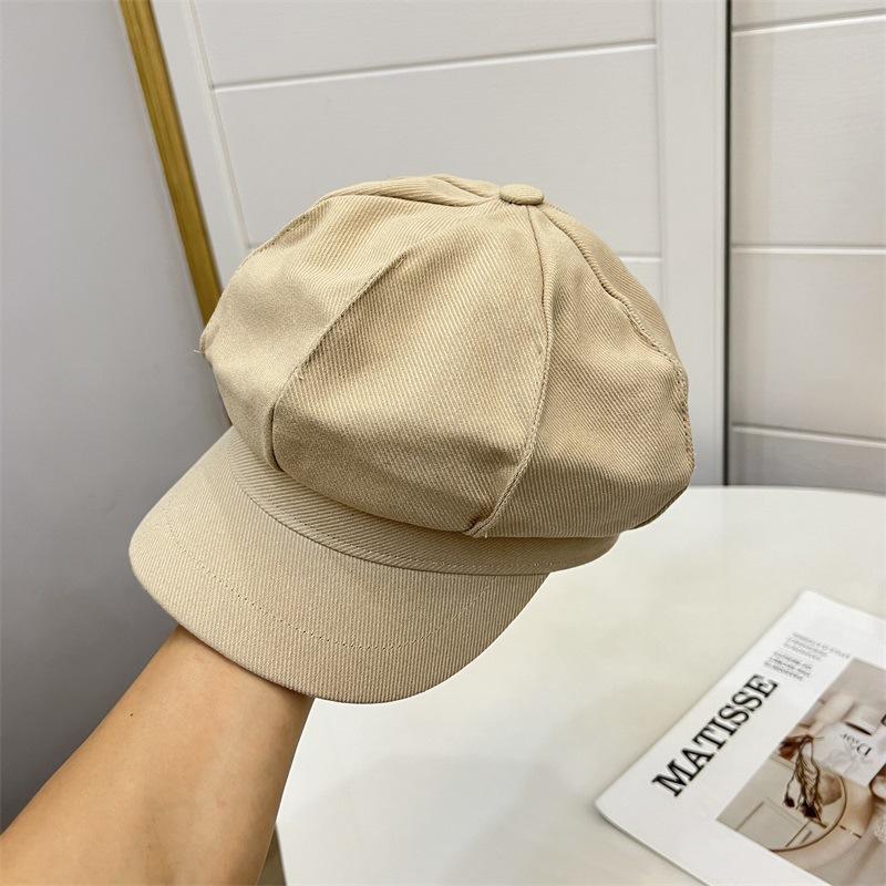 Простая хлопковая сшитая восьмиклинка женская осенне-зимняя модная универсальная литературная ретро кепка-утка кепка-газетчик