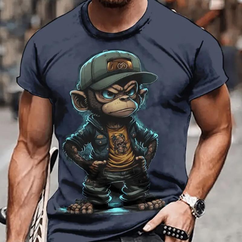 Новая летняя мужская модная футболка с принтом Angry Monkey, мужская футболка, топ