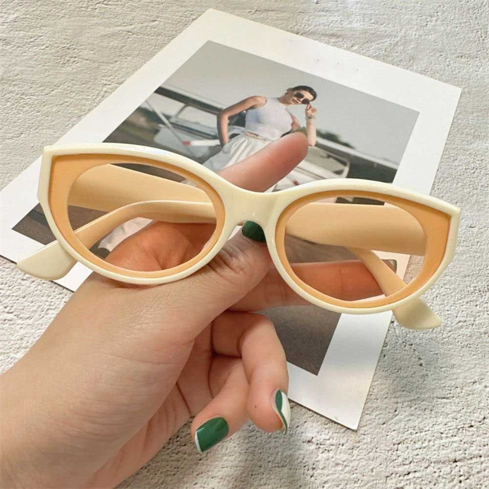 Fashion Cat Eye Sunglasses Vintage Outdoor Oval Frame Sunglasses Sun Shades Glasses Travel Street Style Elliptic Square Eyewear