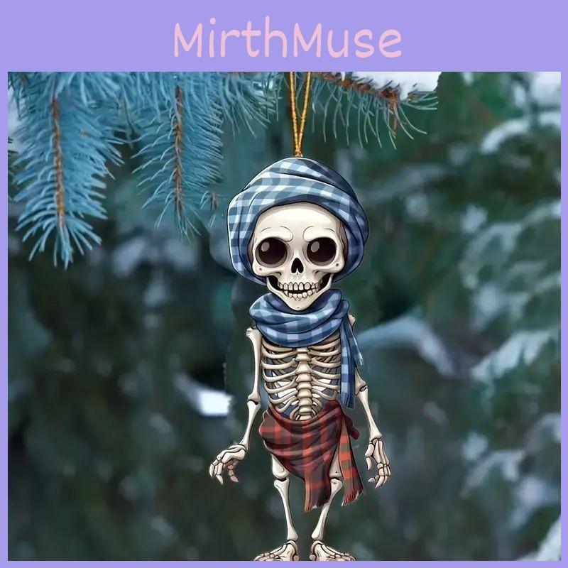 Acrylic Themed Halloween Checkered Scarf Design Skull Pendant For Interior Car