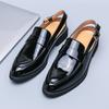 Модные летние мужские повседневные туфли из блестящей кожи, дышащие легкие сандалии, высококлассные банкетные мужские формальные туфли