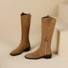 Новая корейская версия модные ботинки большого размера женские рукава однотонные круглый носок удобные женские ботинки резиновая подошва средний каблук высокие ботинки женские