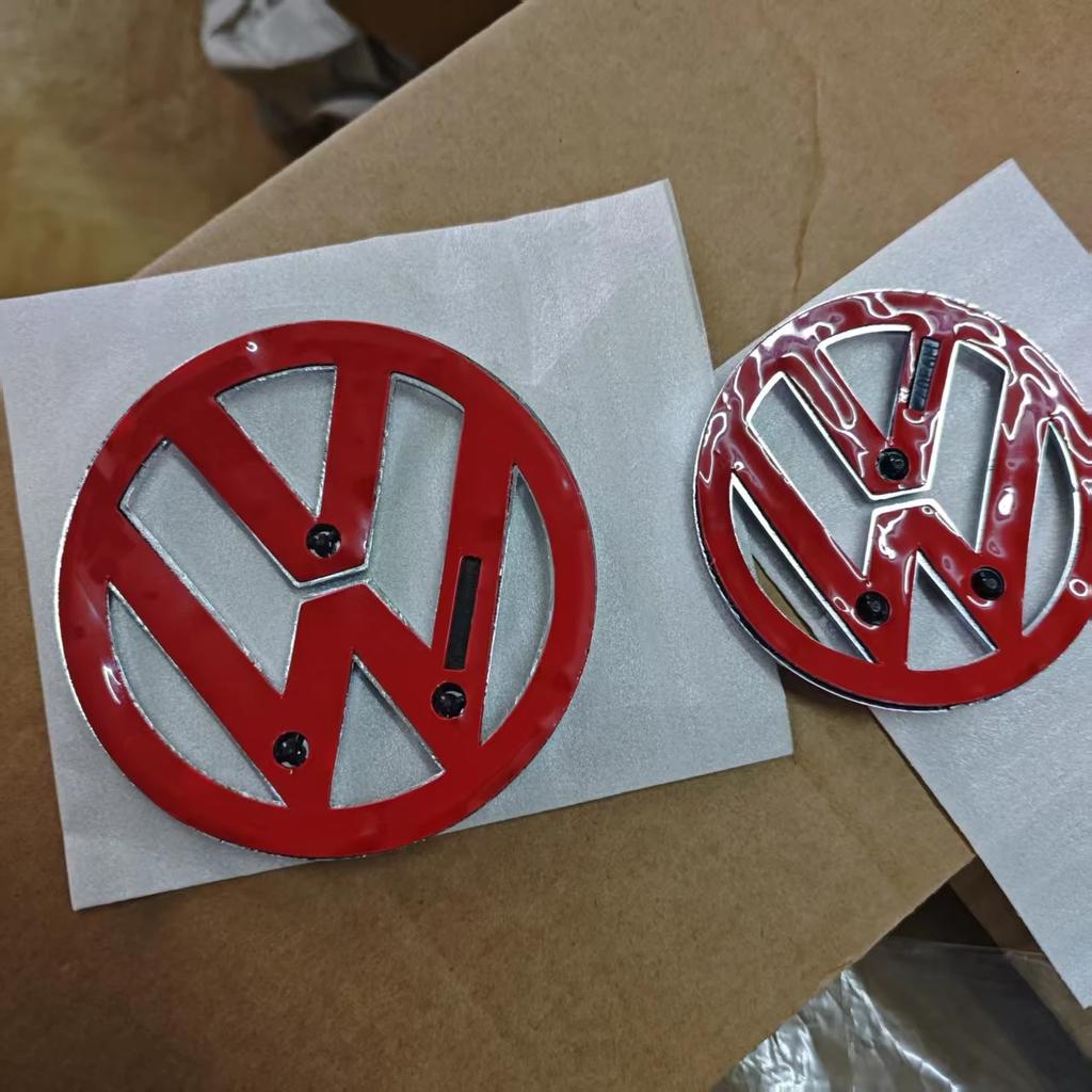 VW Polo Golf 4 5 Valve Stems Caps For VOLKSWAGEN VW 2Pcs Replace Car Front Radiator Grille Emblem 110mm + Rear Trunk Lid Badge 90mm Car Emblem Fo EP1