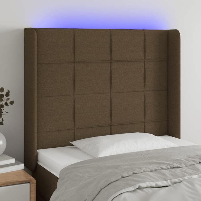 VidaXL LED Headboard Bedroom Furniture Single Bed Accessory Headboard Bed Frame Interior Dark Brown 3124033