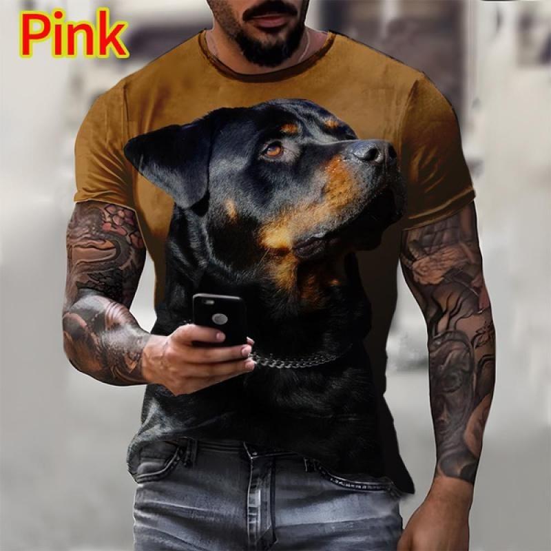 Футболка с милым домашним питомцем, собачкой, ротвейлером, 3D-печатью, мужская и женская, летняя, повседневная, с короткими рукавами, забавная футболка