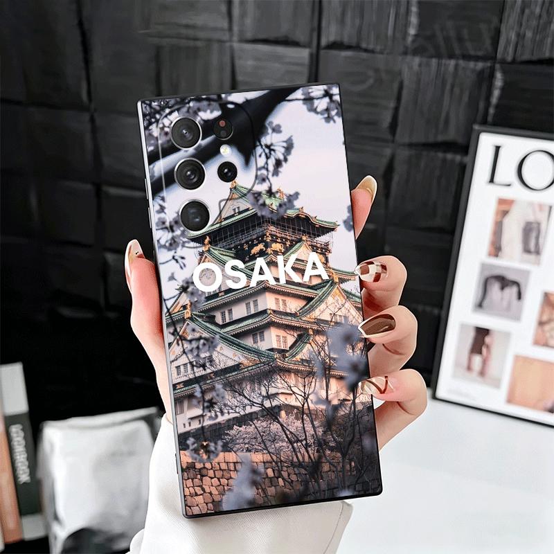 Осака Токио Япония Пейзаж Мягкий чехол для телефона для Samsung Galaxy S26 S25 Edge S24 Ultra S23 Plus S22 S21 FE S20 Черная задняя крышка