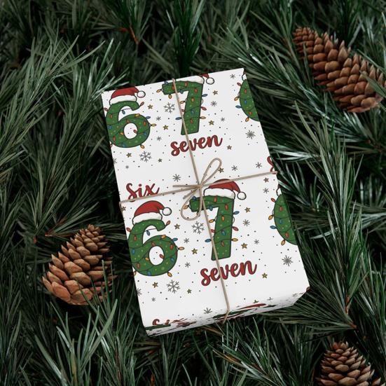 67 Мем Рождественская подарочная упаковка Смешная оберточная бумага для детей Уникальная бумага для упаковки праздничных подарков, вызывающая «гниль мозга», в рулоне для упаковки подарков на день рождения, Рождество