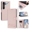 Happy Heart Pattern Magnetic Closure Vegan Leather Phone Case With Wrist Strap For ZTE Blade A56 4G