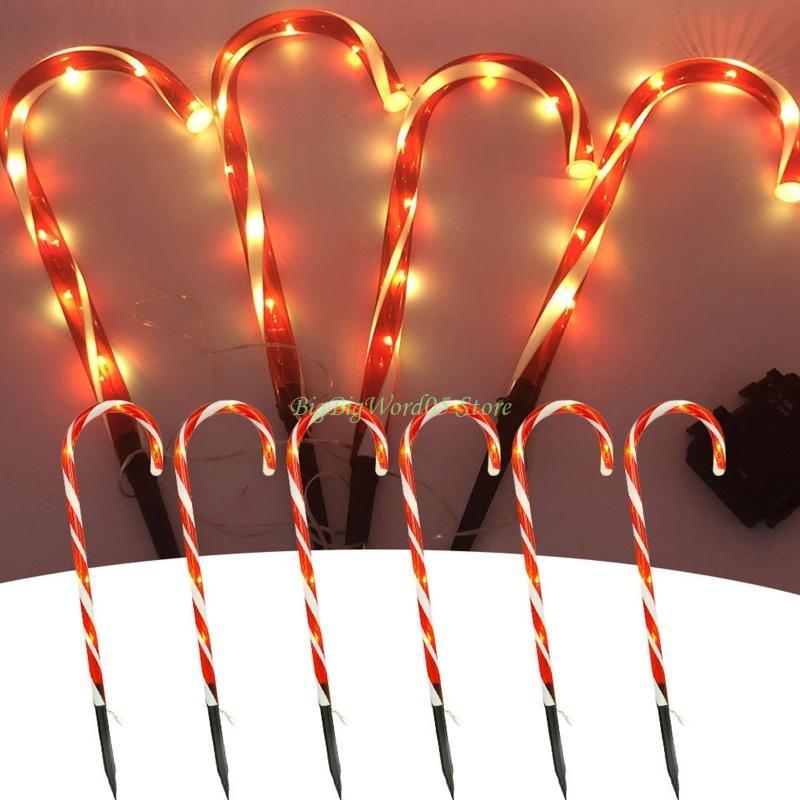 24TE Christmas Candy Cane Lights Set Led Solar or Battery Powered Light Landscape