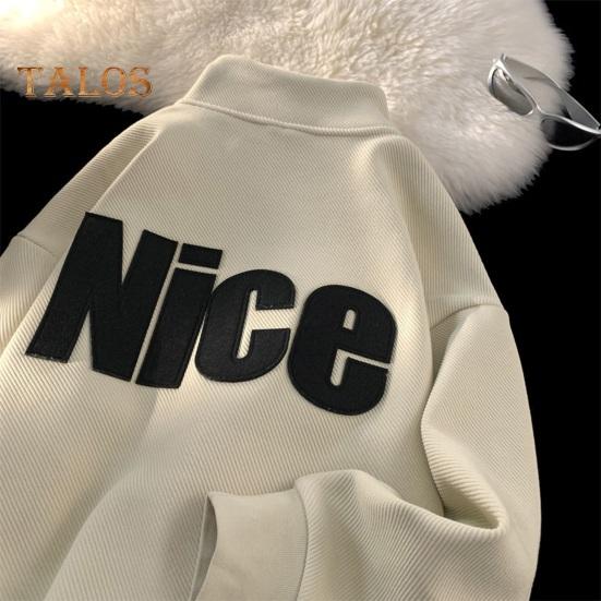 Zipper Half Autumn Sweatshirt Men Letter Print Elastic Cuffs And Hem Pullover Sport Fitness Travel School Top