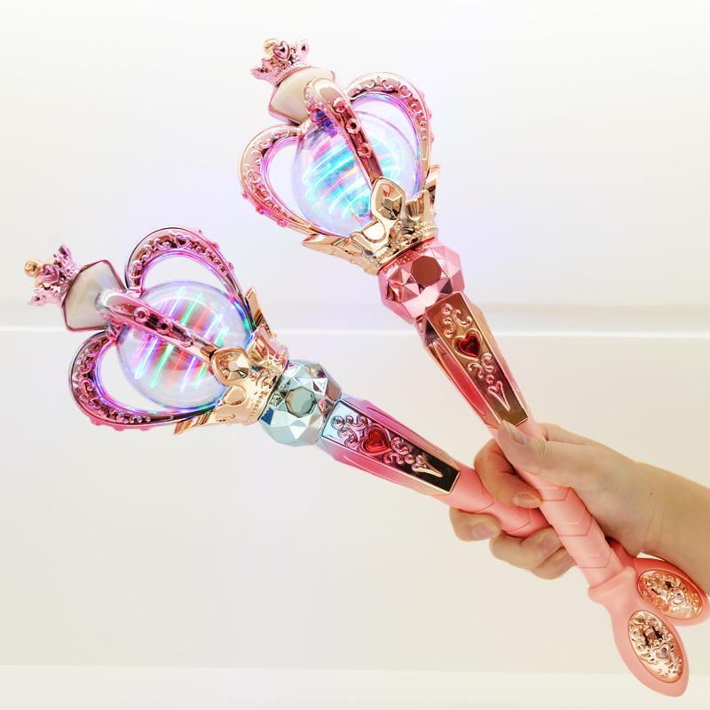 Electric Glow Music Spinning Magic Wand Girl Toy, Children'S Little Princess Flash Fairy Wand Scepter